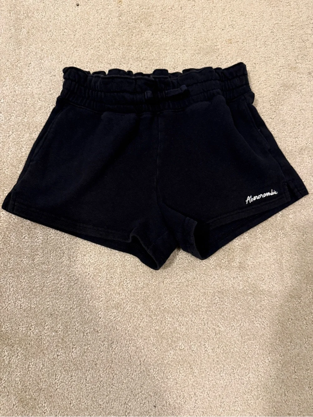 abercrombie kids Black Terry Paperbag Waist sweat Shorts